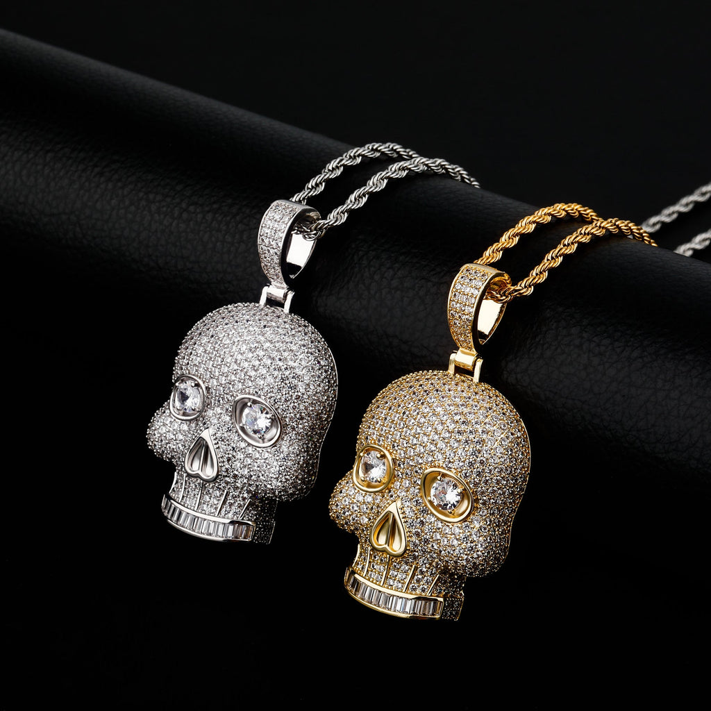 Iced Skull Diamond Pendant Necklace