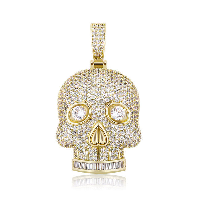 Iced Skull Diamond Pendant Necklace
