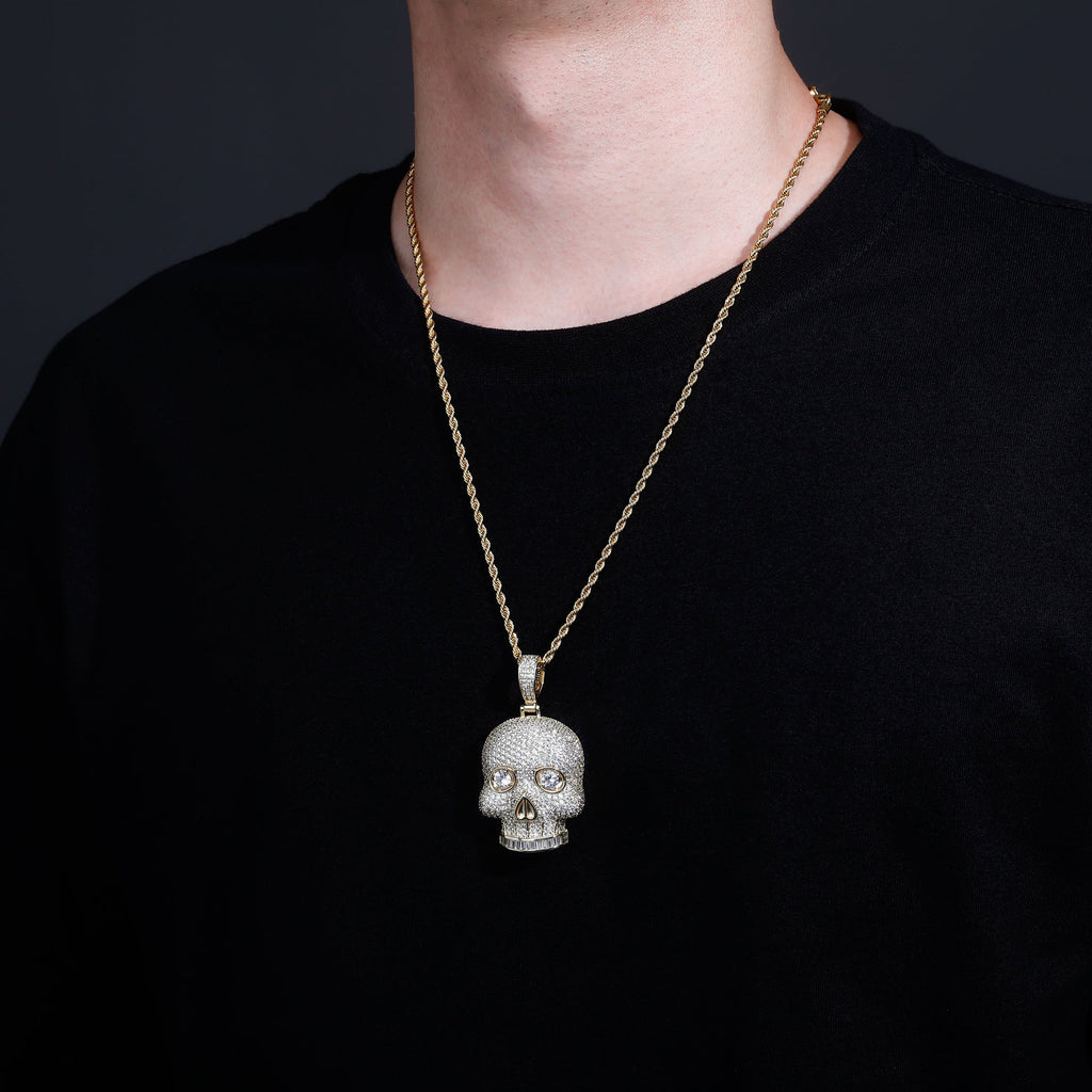 Iced Skull Diamond Pendant Necklace