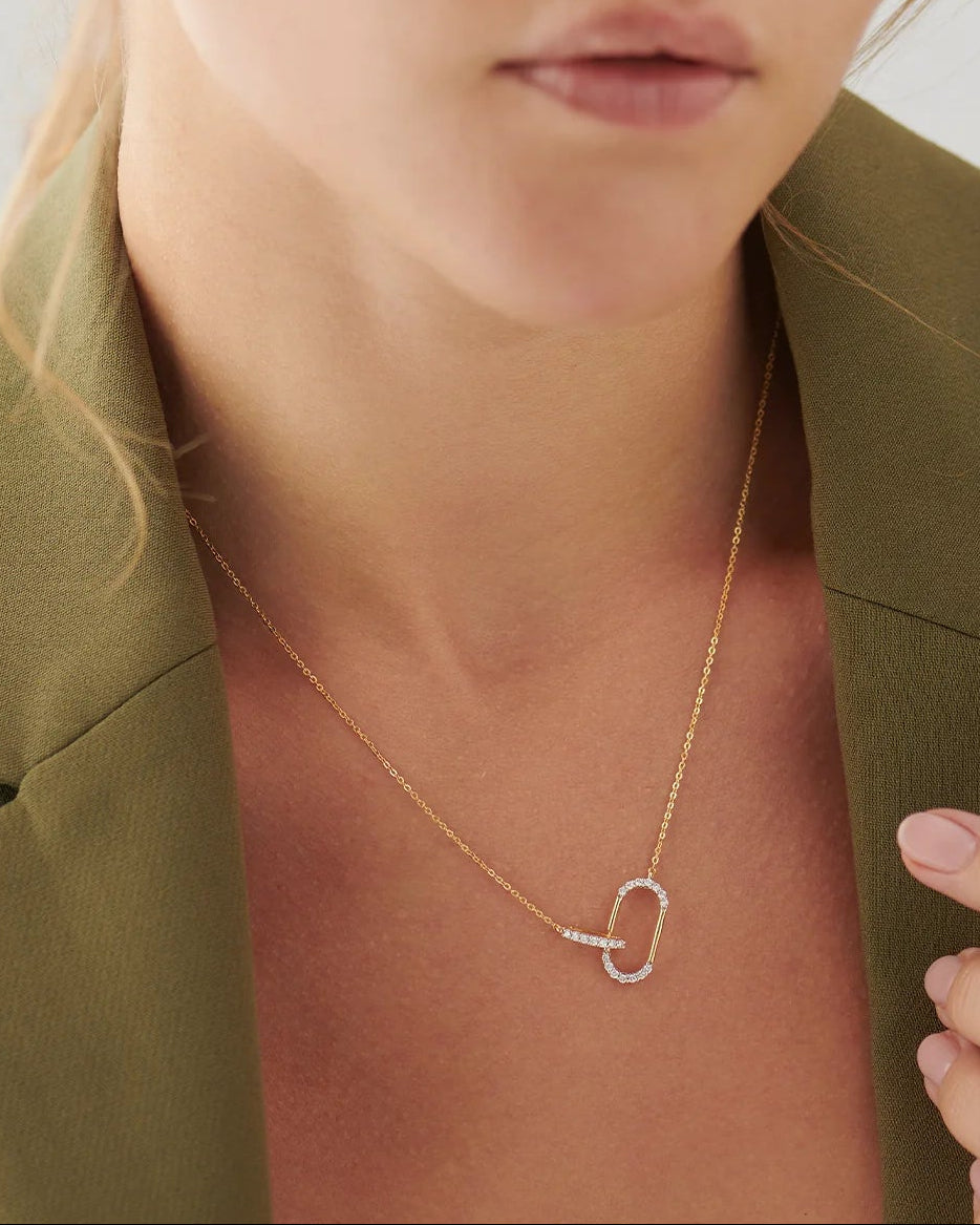 Interlinked Paperclip Diamond Necklace