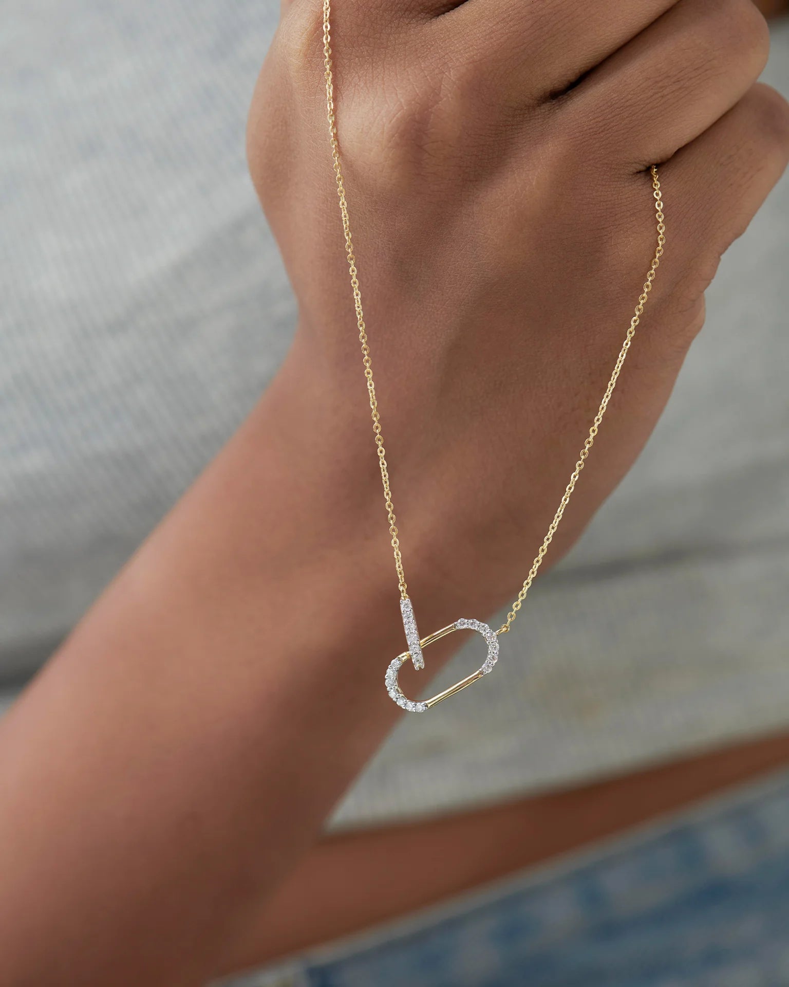 Interlinked Paperclip Diamond Necklace