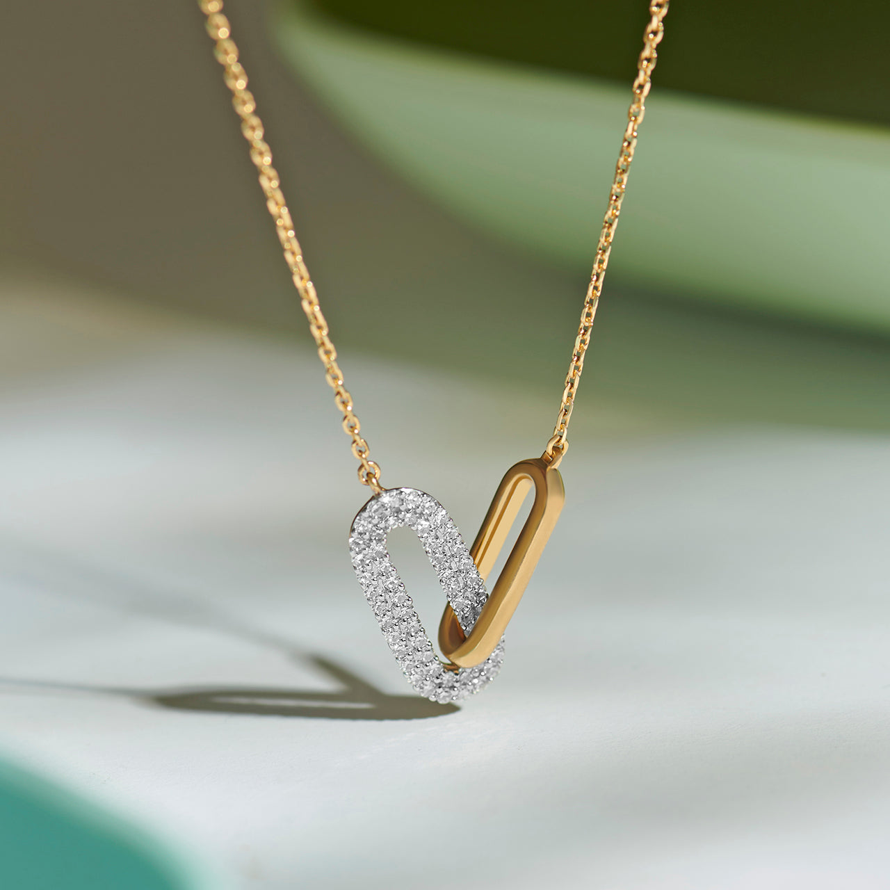 Interlocked Paperclip Diamond Necklace
