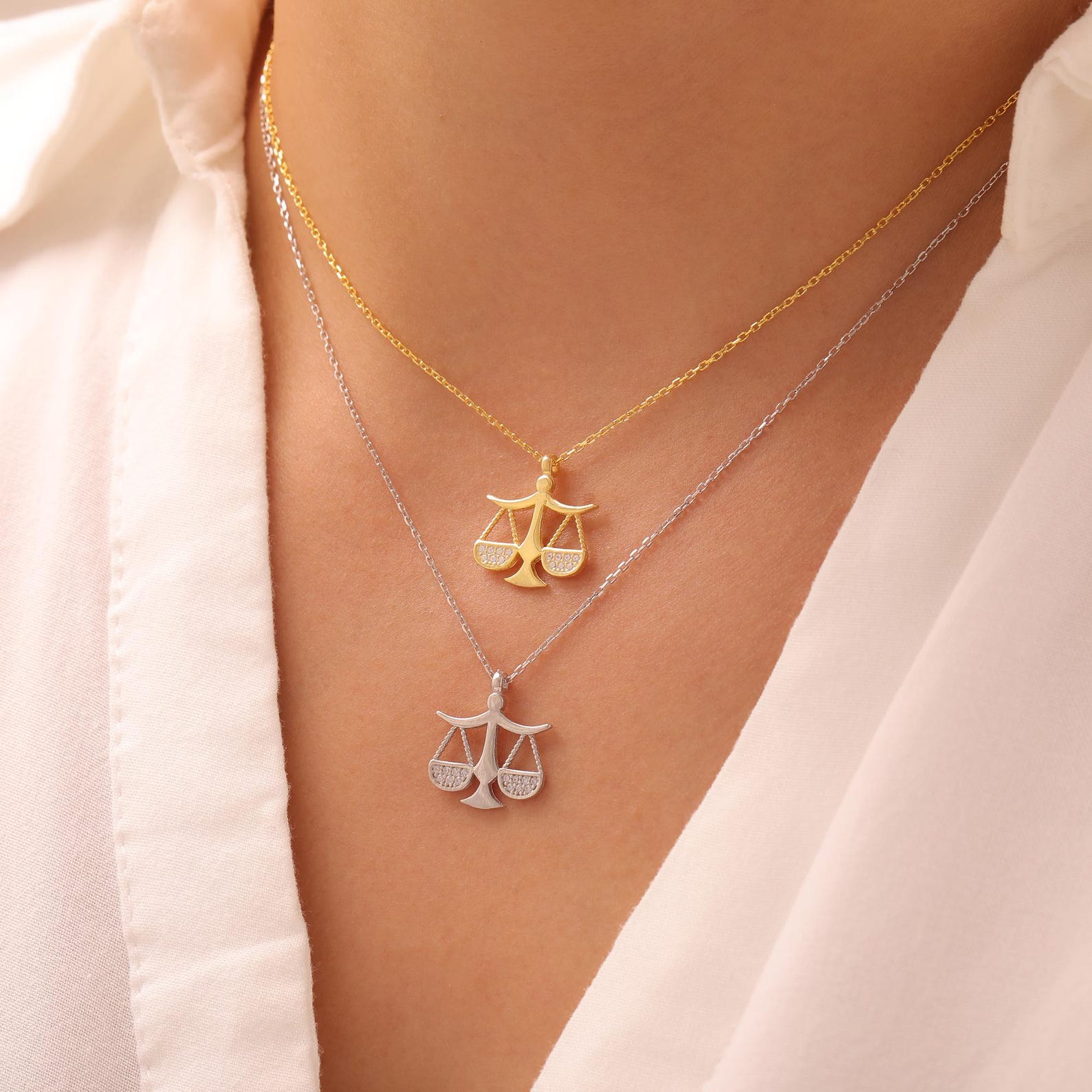 Libra Balance Diamond Necklace
