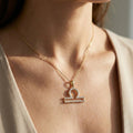 Libra Double-Bar Pavé Symbol Necklace