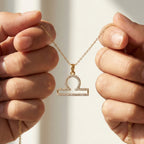 Libra Double-Bar Pavé Symbol Necklace
