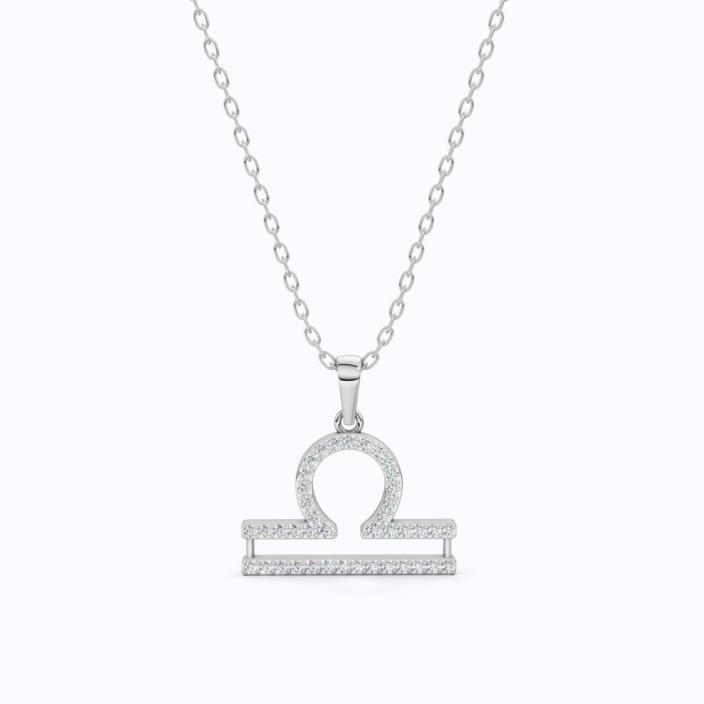 Libra Double-Bar Pavé Symbol Necklace