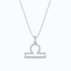 Libra Double-Bar Pavé Symbol Necklace