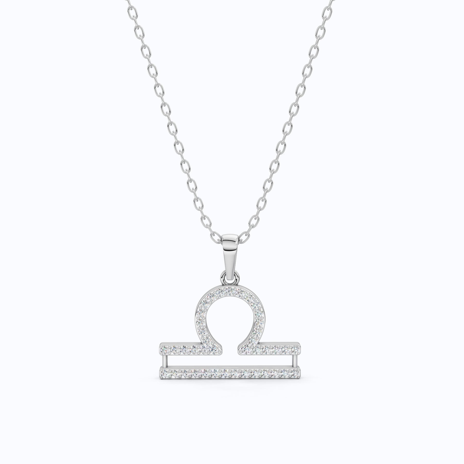 Libra Double-Bar Pavé Symbol Necklace