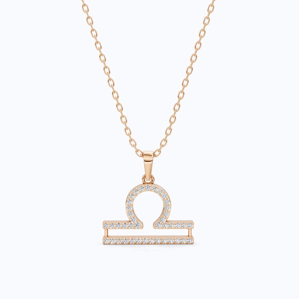 Libra Double-Bar Pavé Symbol Necklace