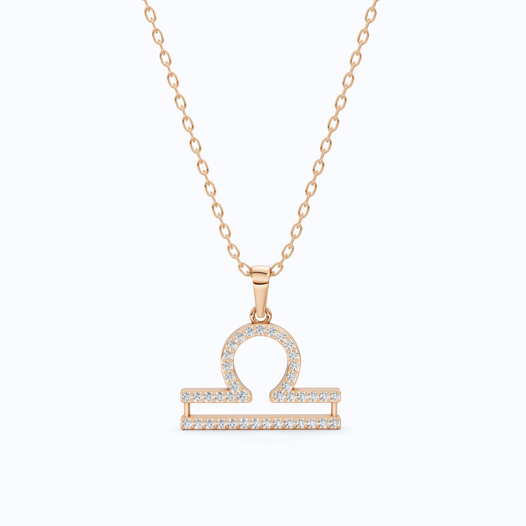 Libra Double-Bar Pavé Symbol Necklace