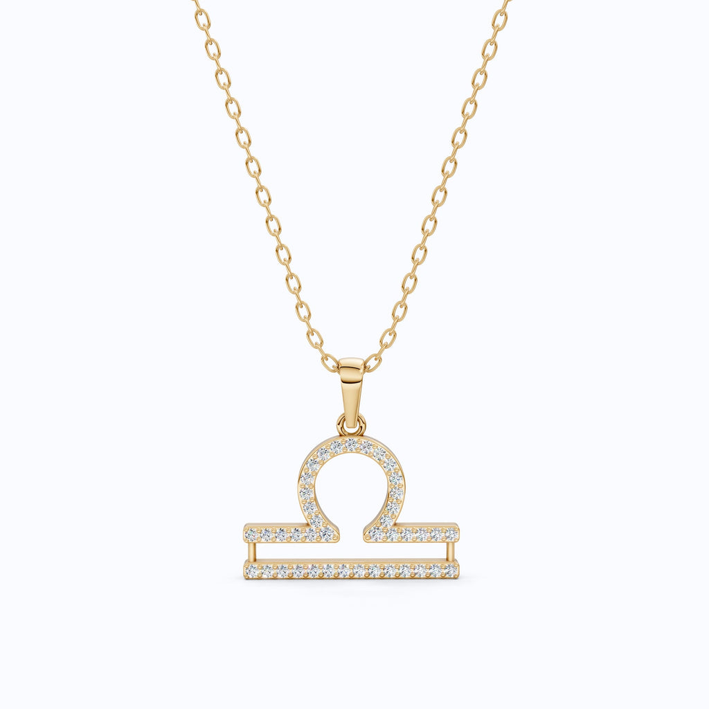 Libra Double-Bar Pavé Symbol Necklace
