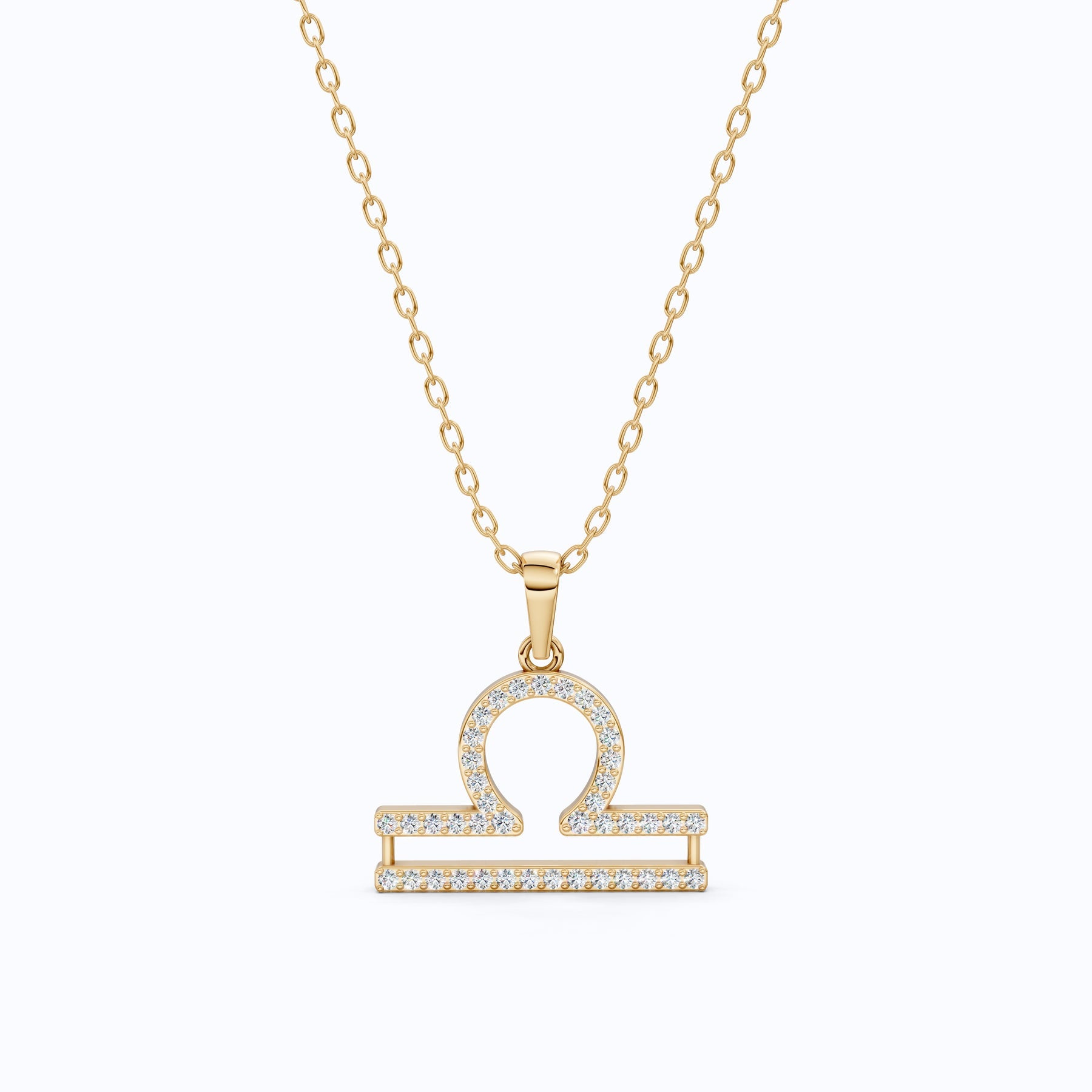 Libra Double-Bar Pavé Symbol Necklace