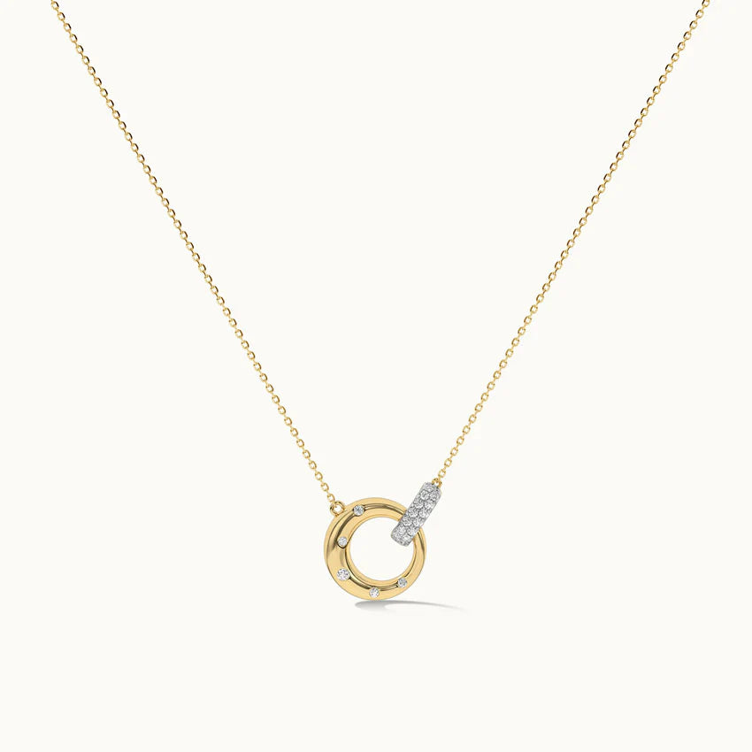 Linked Circle Diamond Pendant Necklace