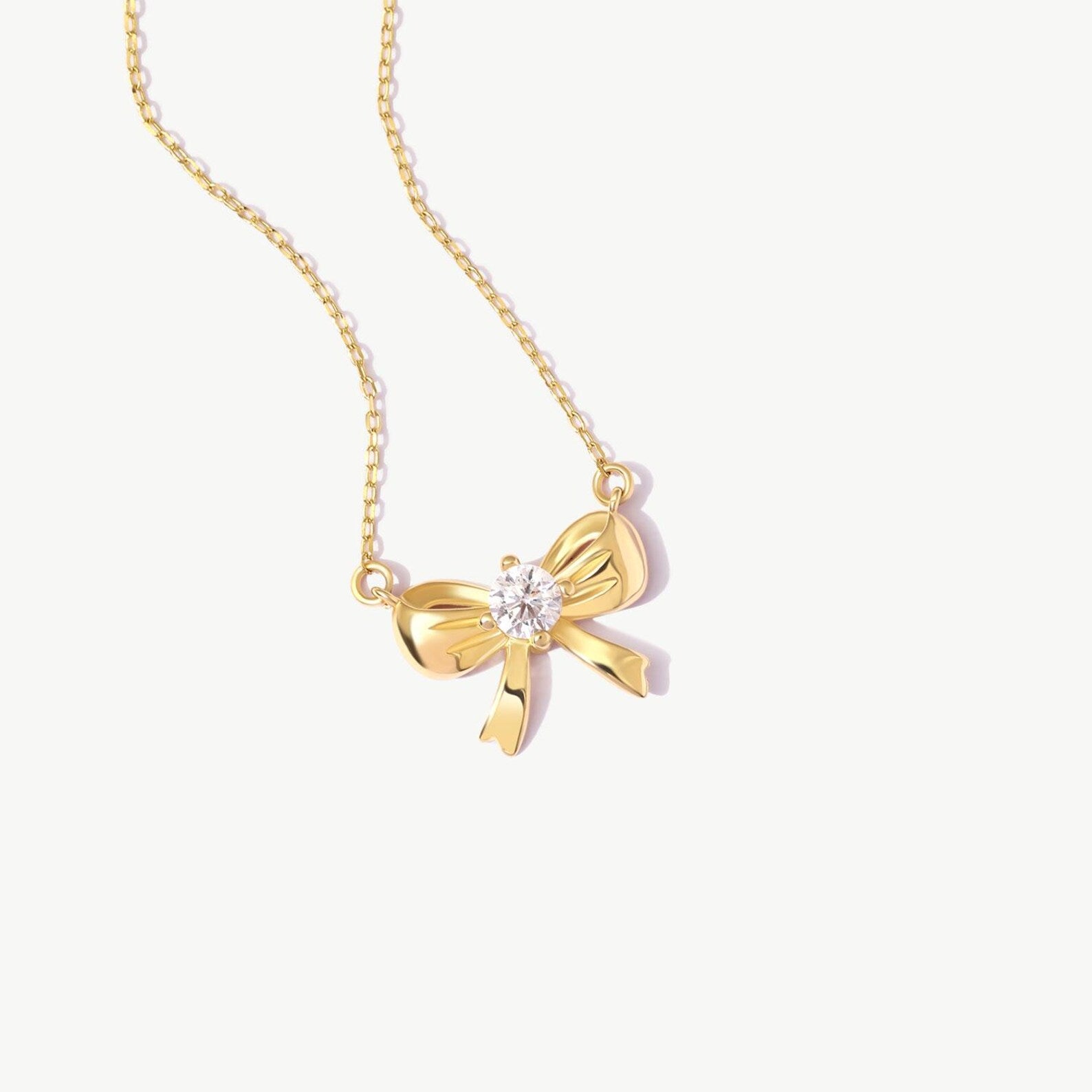 Love Knot Bow Diamond Necklace