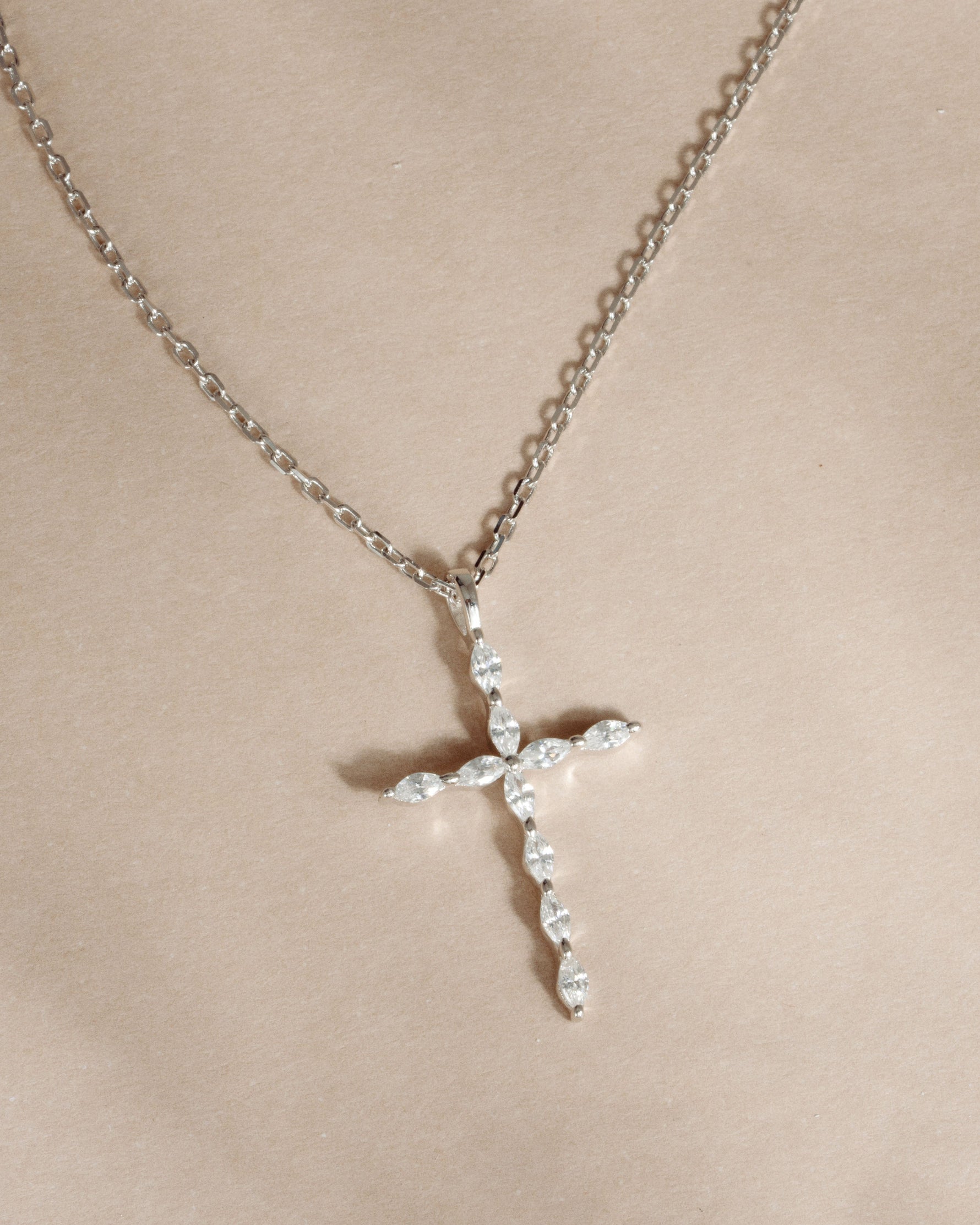 Marquise Cross Pendant Necklace