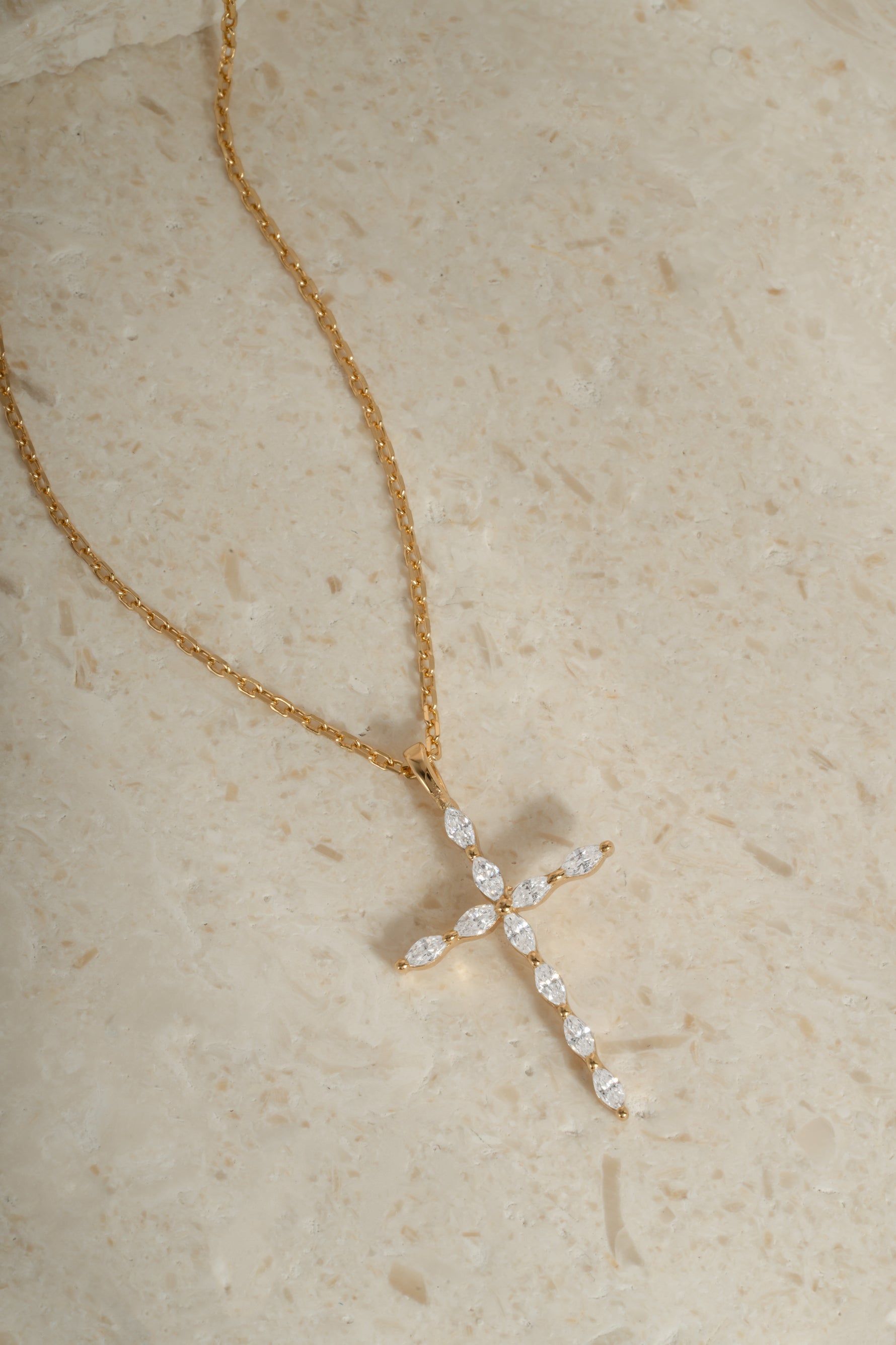 Marquise Cross Pendant Necklace
