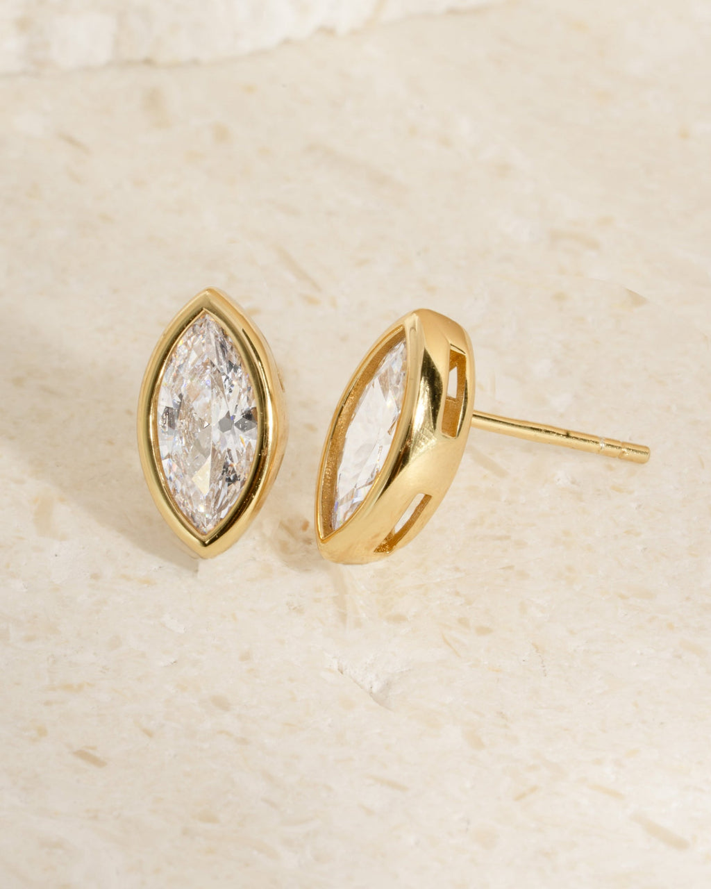 Marquise Bezel Solitaire Studs