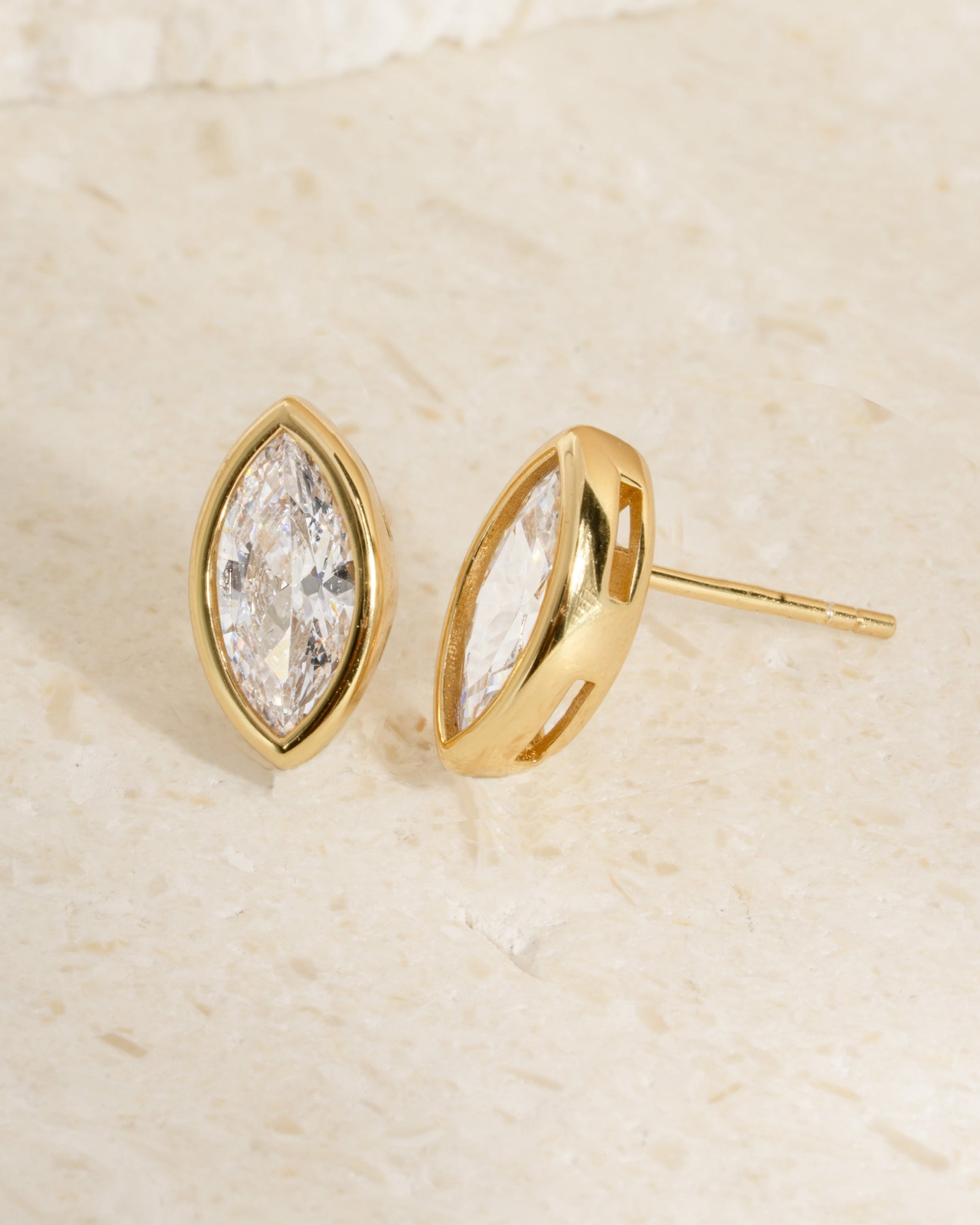 Marquise Bezel Solitaire Studs
