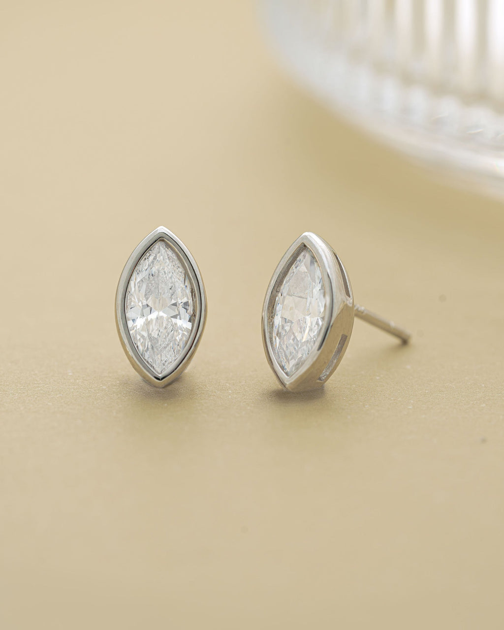 Marquise Bezel Solitaire Studs