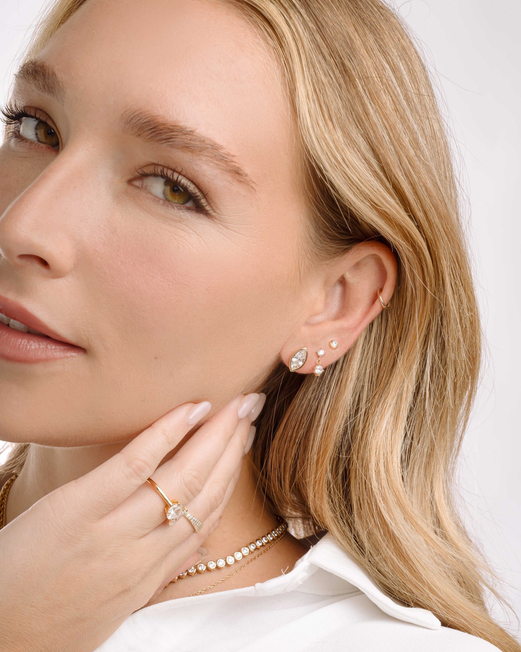 Marquise Bezel Solitaire Studs