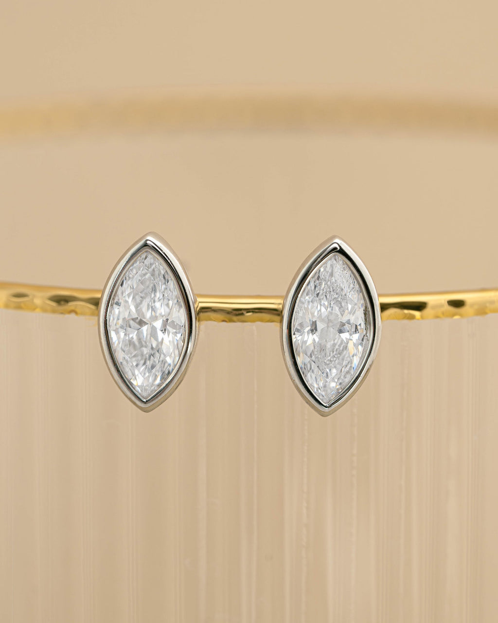 Marquise Bezel Solitaire Studs