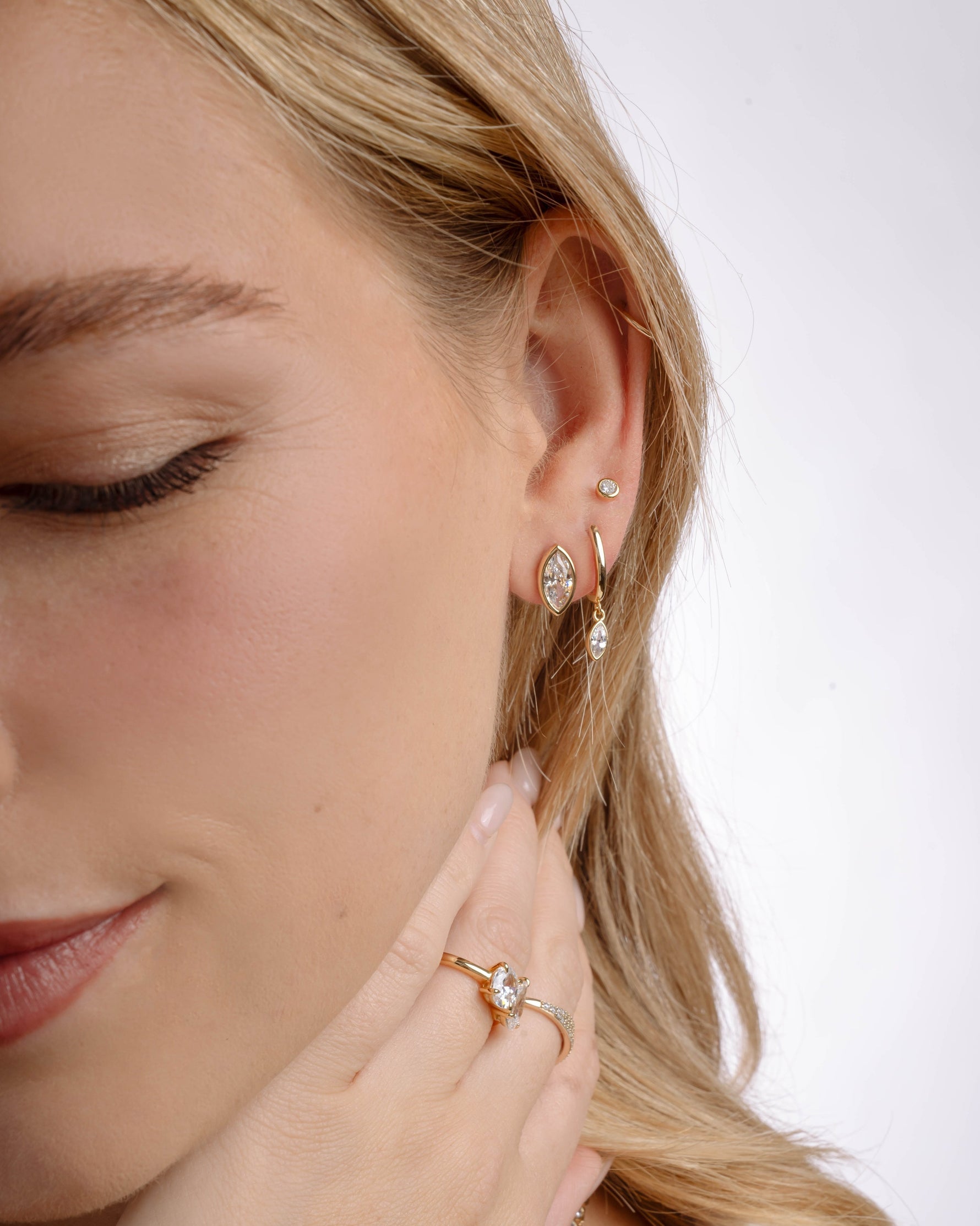 Marquise Bezel Solitaire Studs