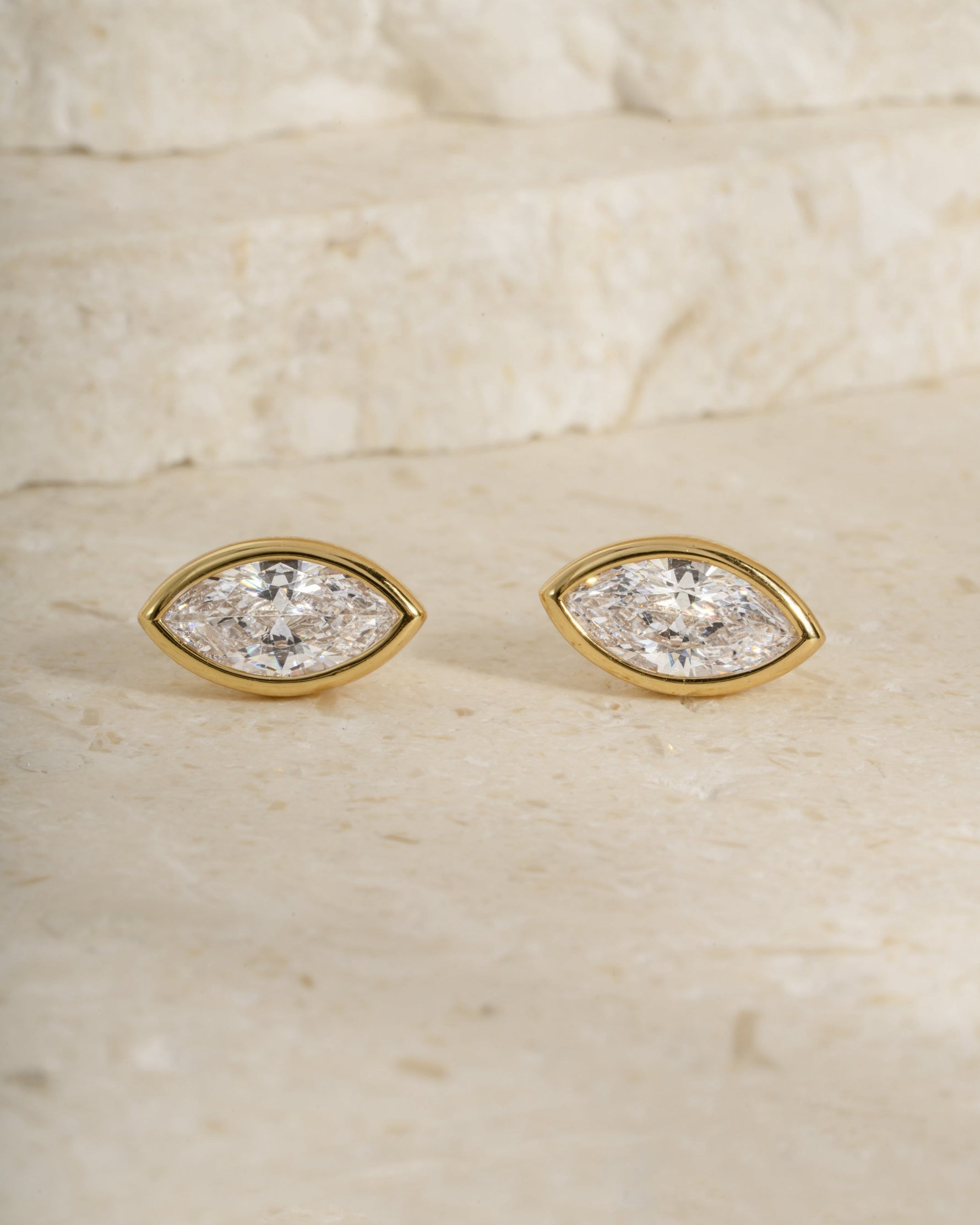 Marquise Bezel Solitaire Studs