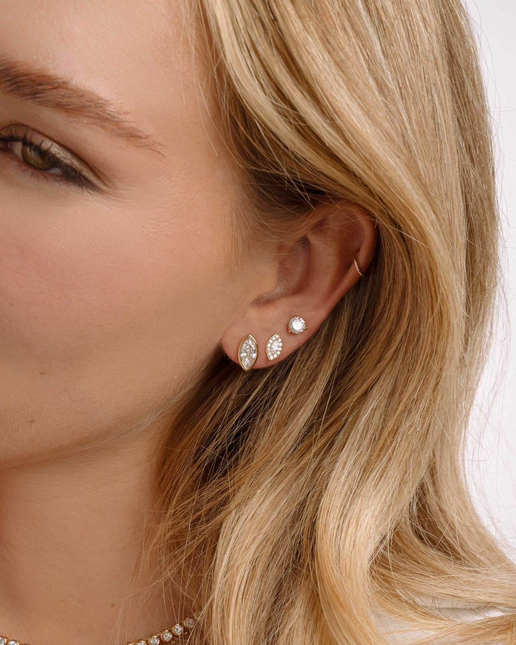 Marquise Bezel Solitaire Studs