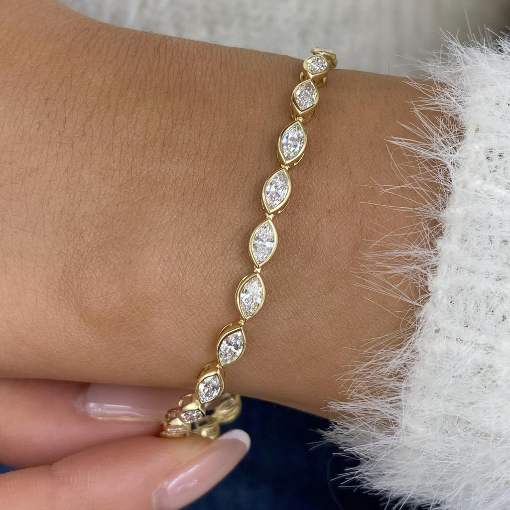 Marquise Cut Diamond Bezel Set Tennis Bracelet