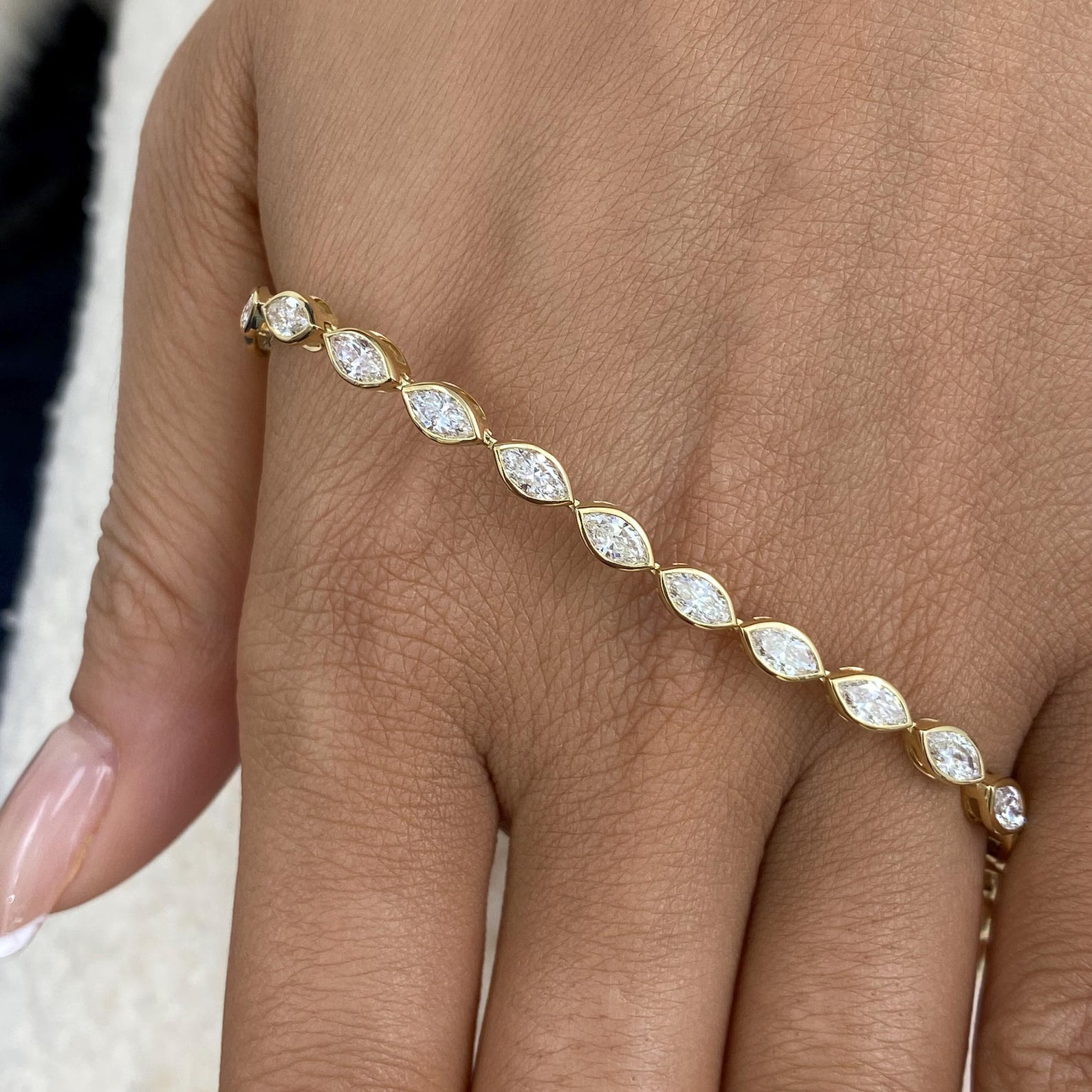 Marquise Cut Diamond Bezel Set Tennis Bracelet