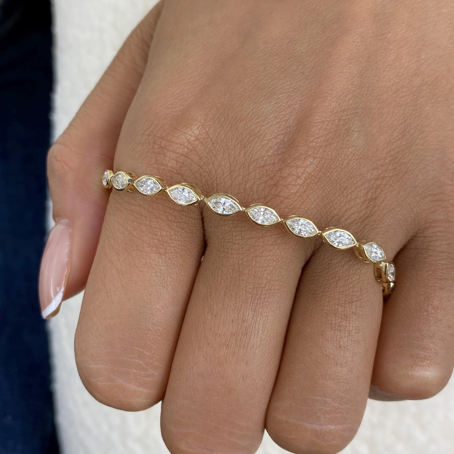 Marquise Cut Diamond Bezel Set Tennis Bracelet