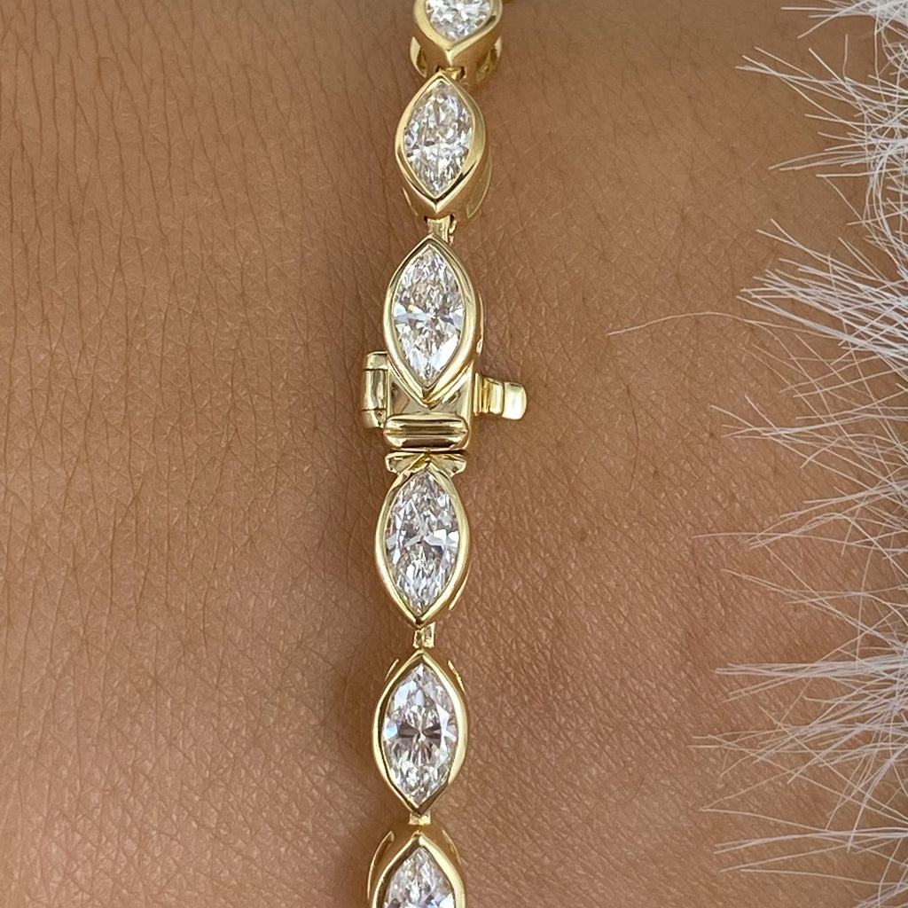 Marquise Cut Diamond Bezel Set Tennis Bracelet