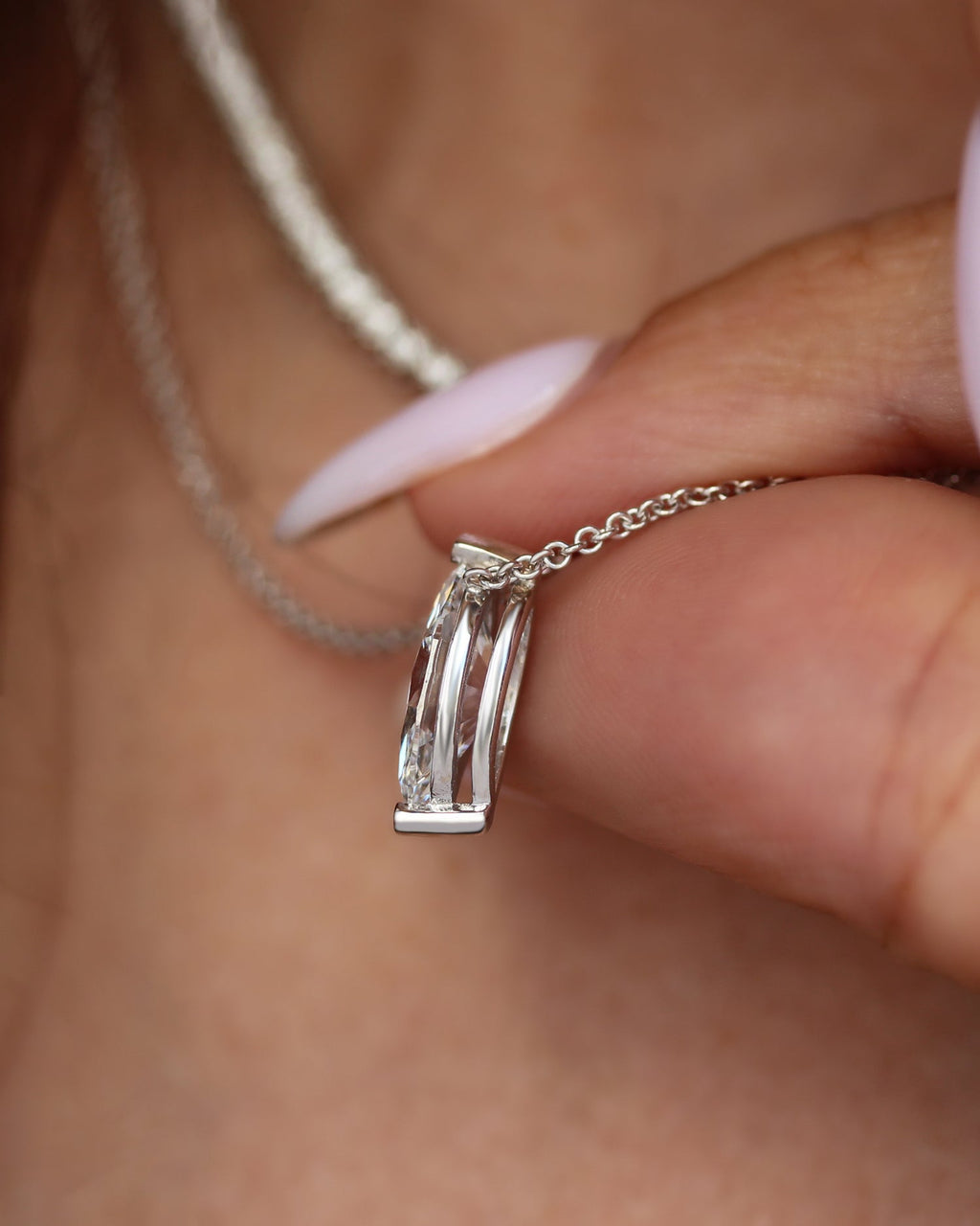 Marquise Cut Diamond Solitaire Necklace