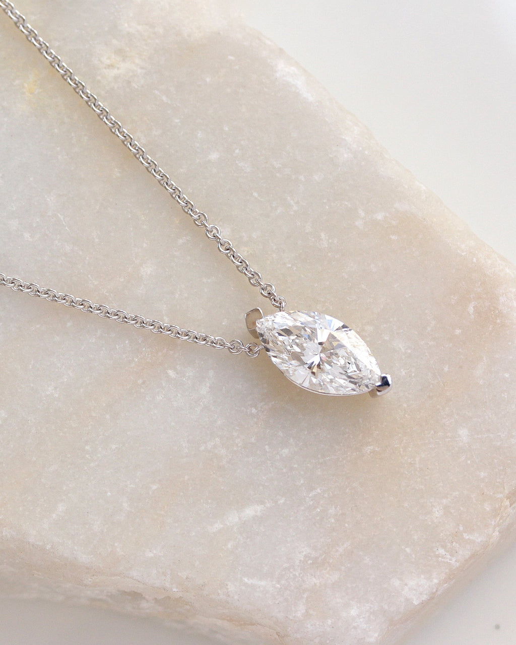 Marquise Cut Diamond Solitaire Necklace