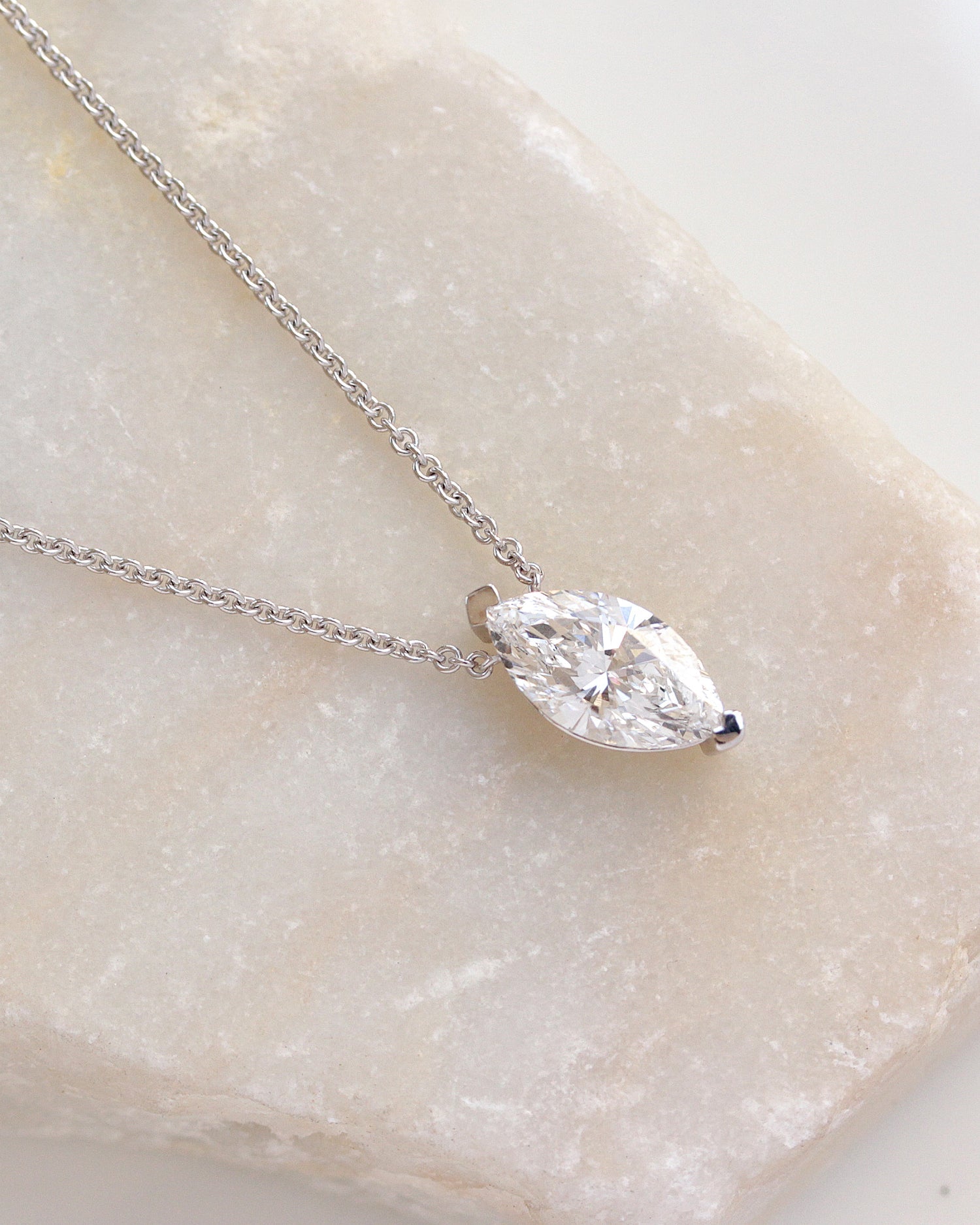 Marquise Cut Diamond Solitaire Necklace