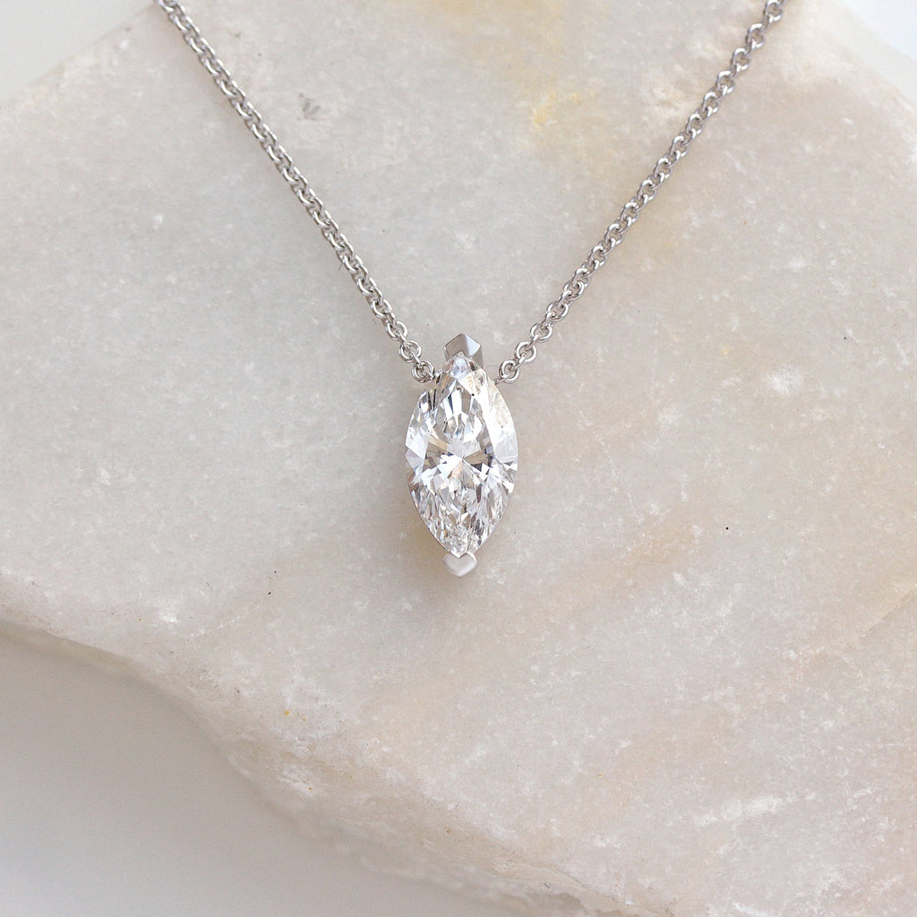 Marquise Cut Diamond Solitaire Necklace