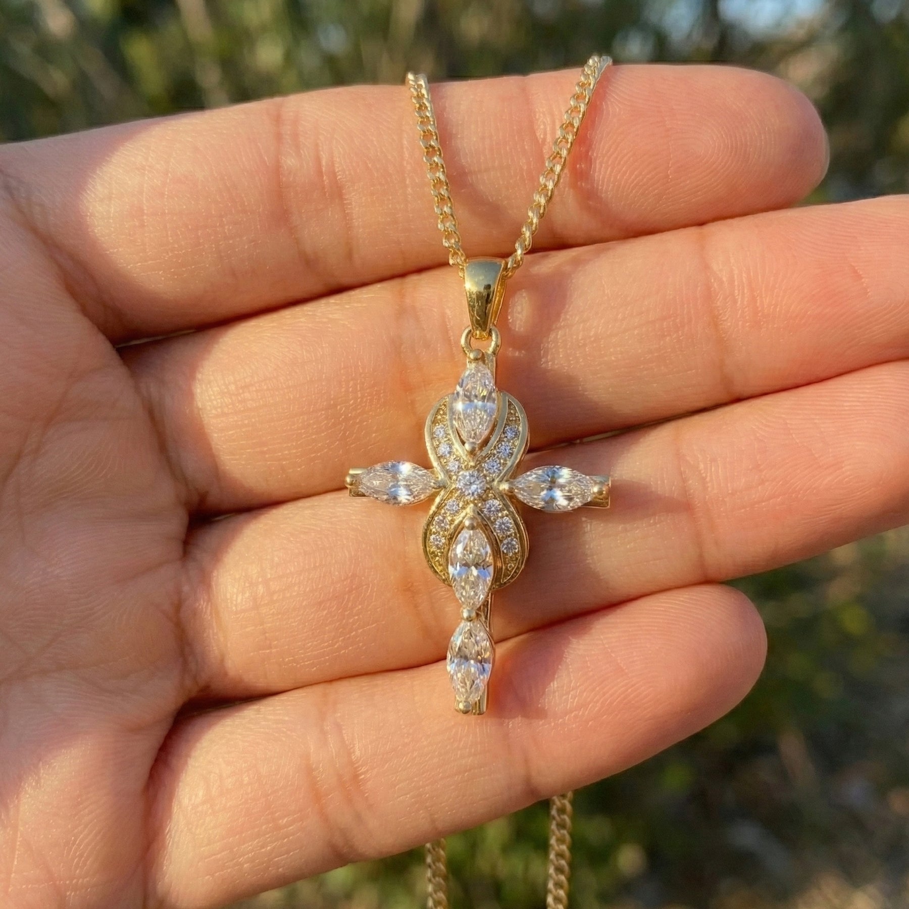 Marquise Diamond Infinity Cross Necklace