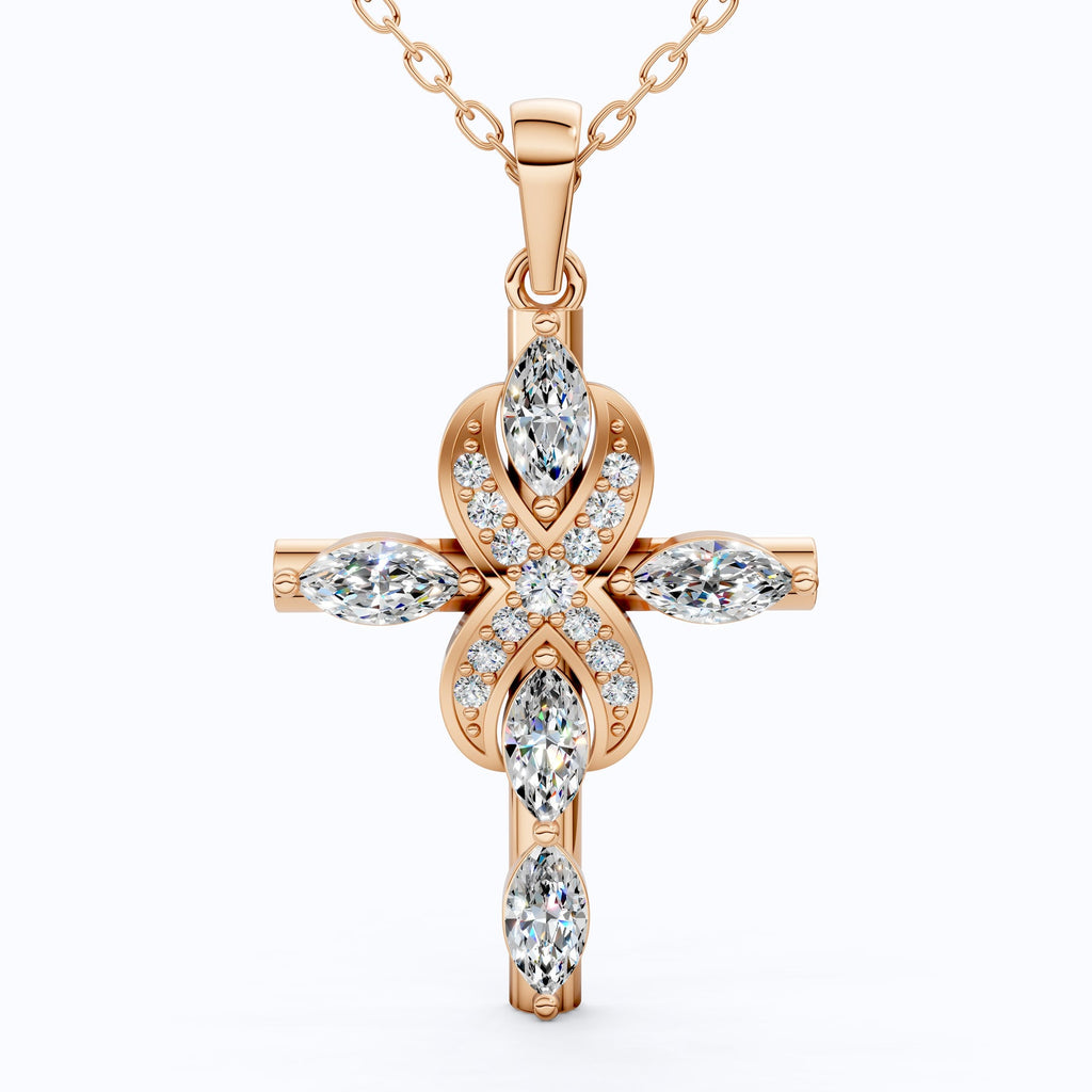 Marquise Diamond Infinity Cross Necklace