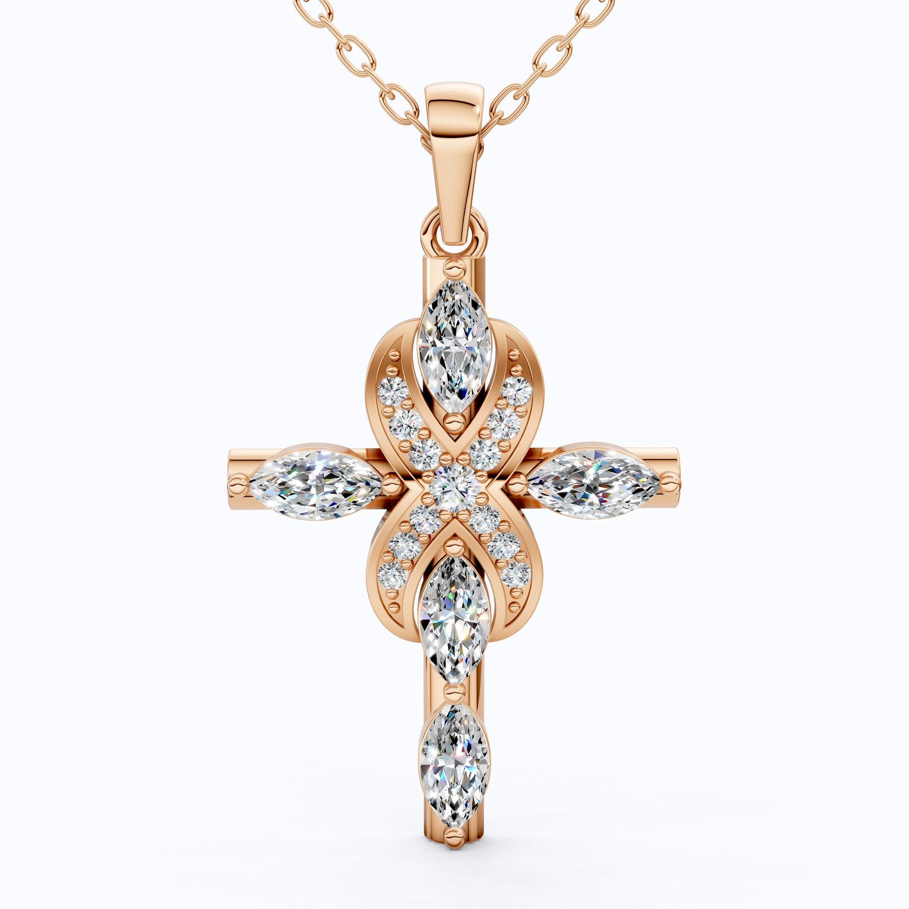 Marquise Diamond Infinity Cross Necklace