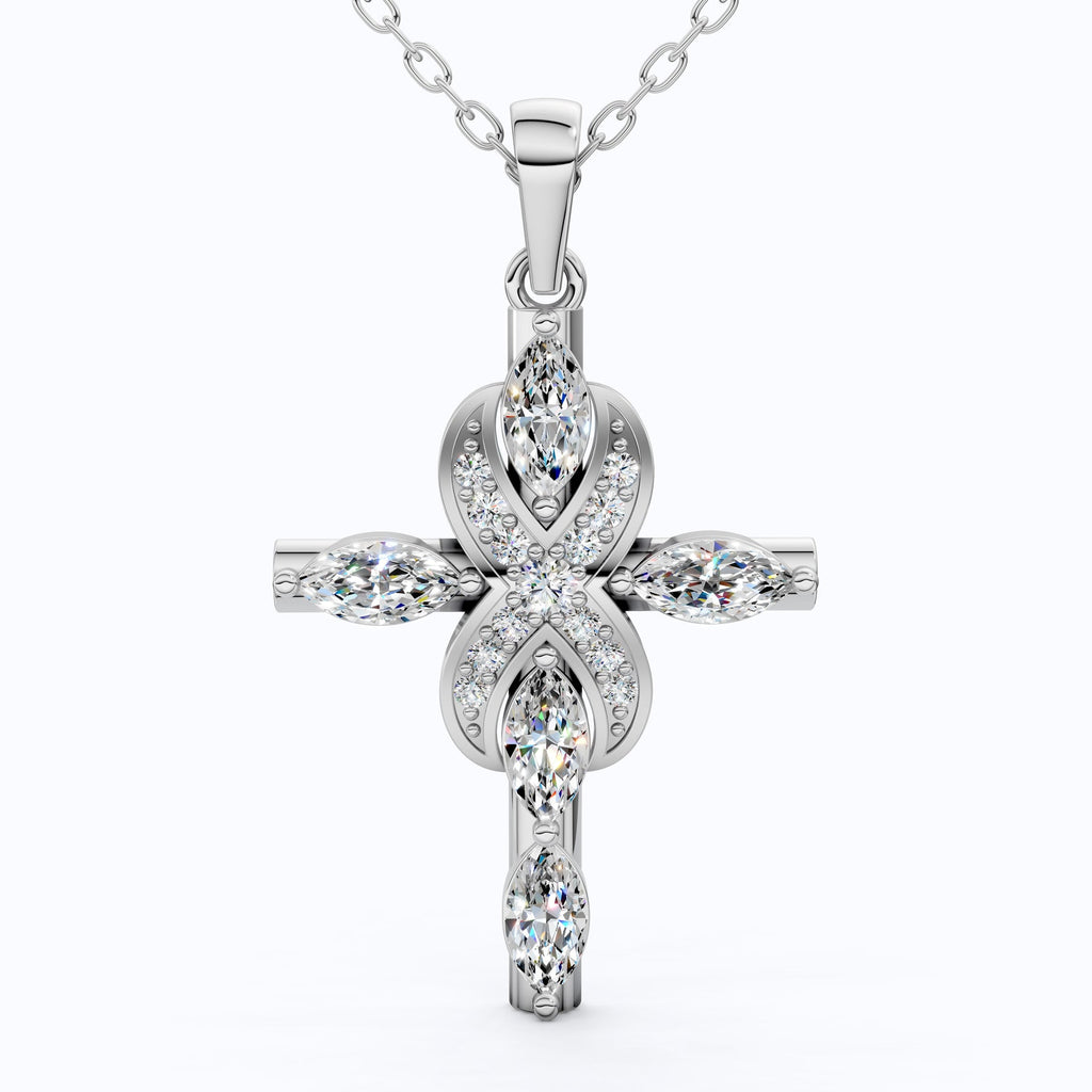 Marquise Diamond Infinity Cross Necklace
