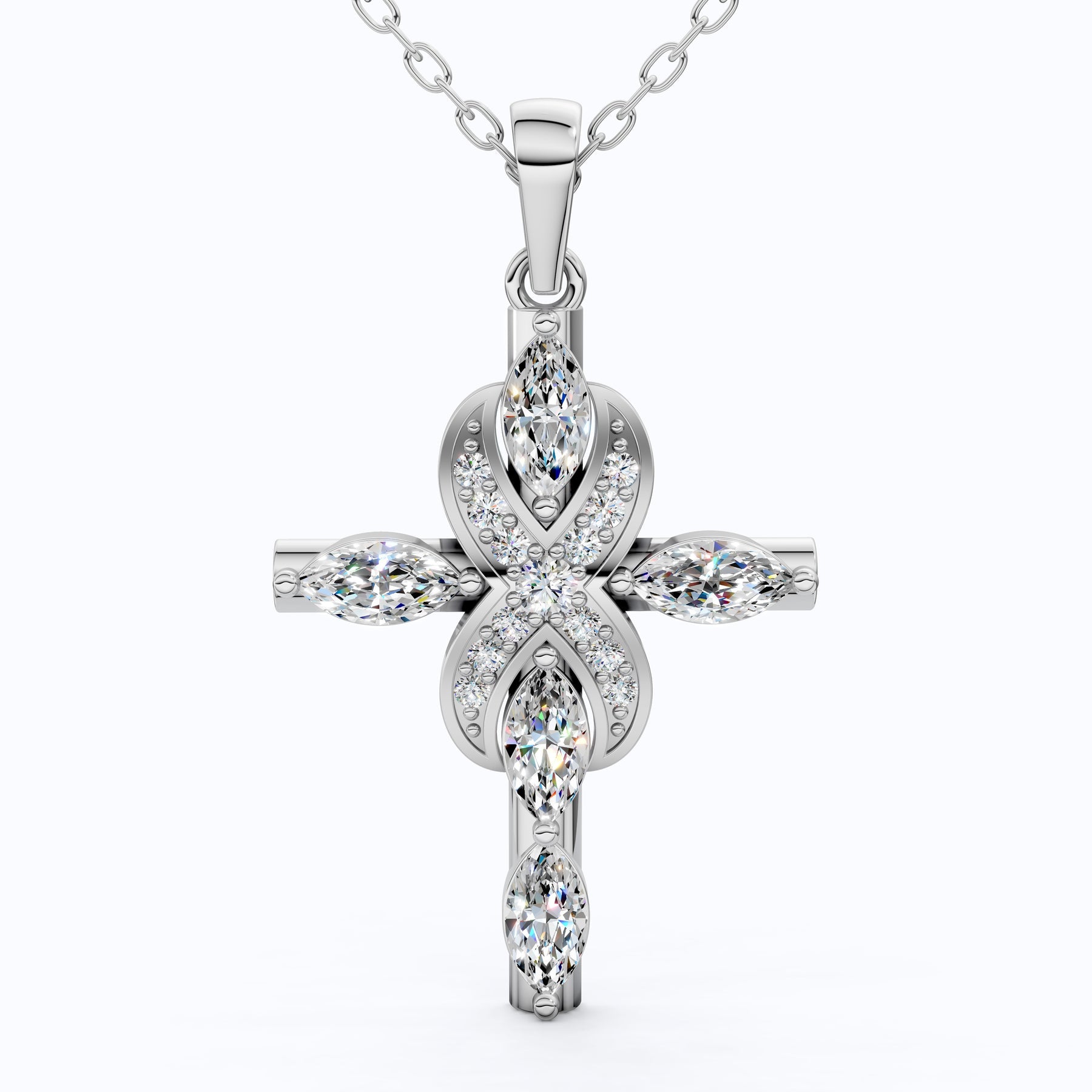 Marquise Diamond Infinity Cross Necklace