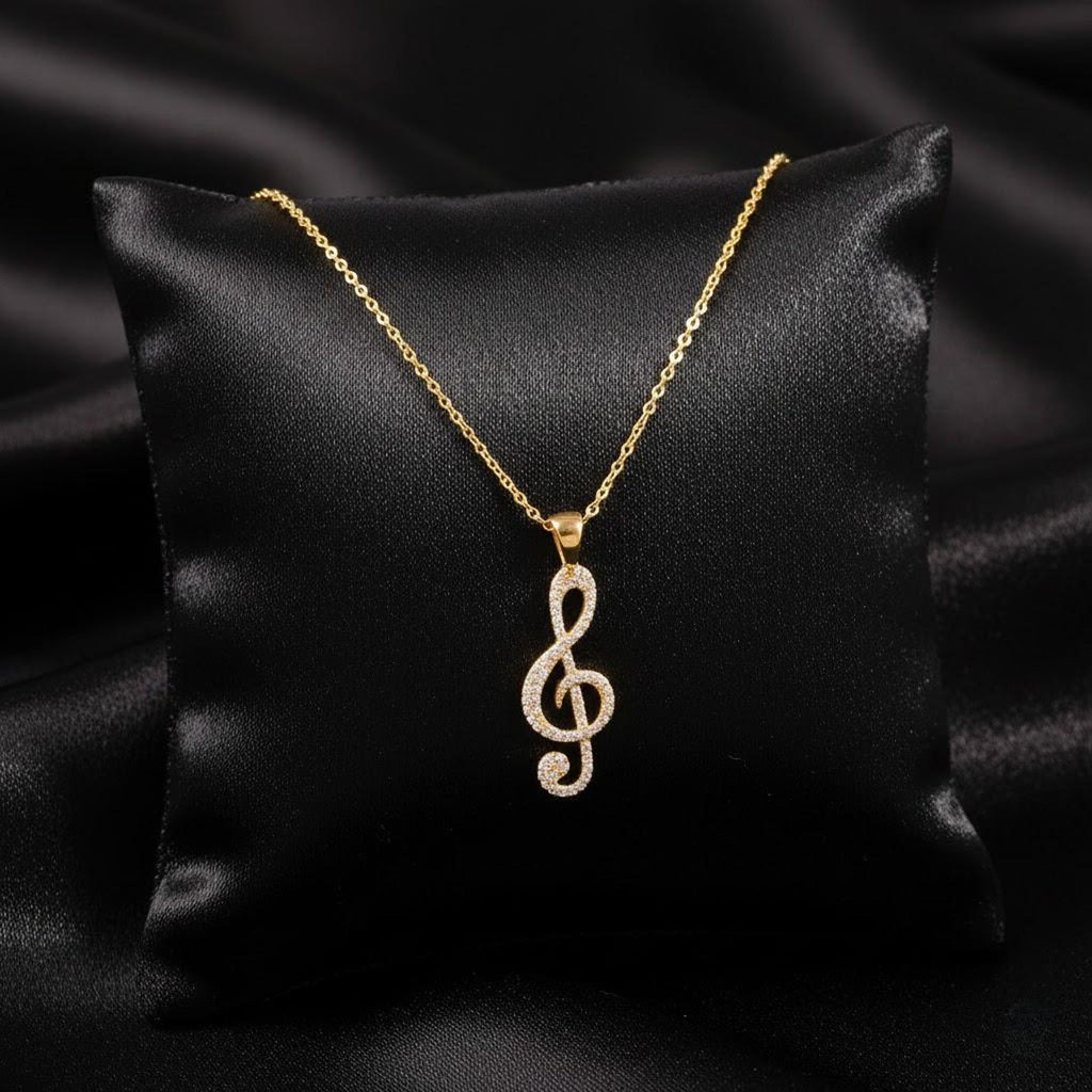 Melody Diamond Treble Clef Necklace