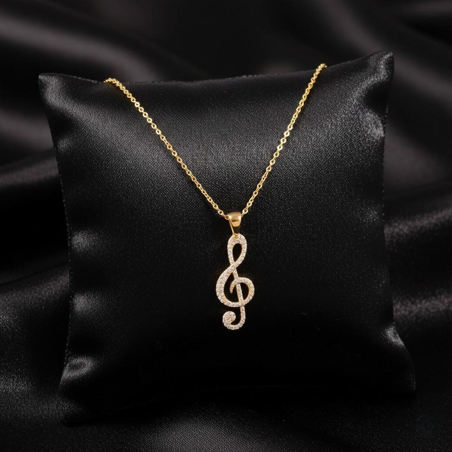 Melody Diamond Treble Clef Necklace