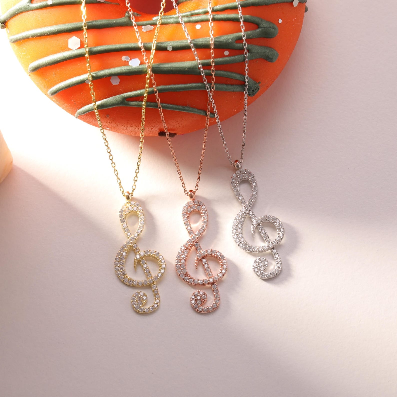 Melody Diamond Treble Clef Necklace