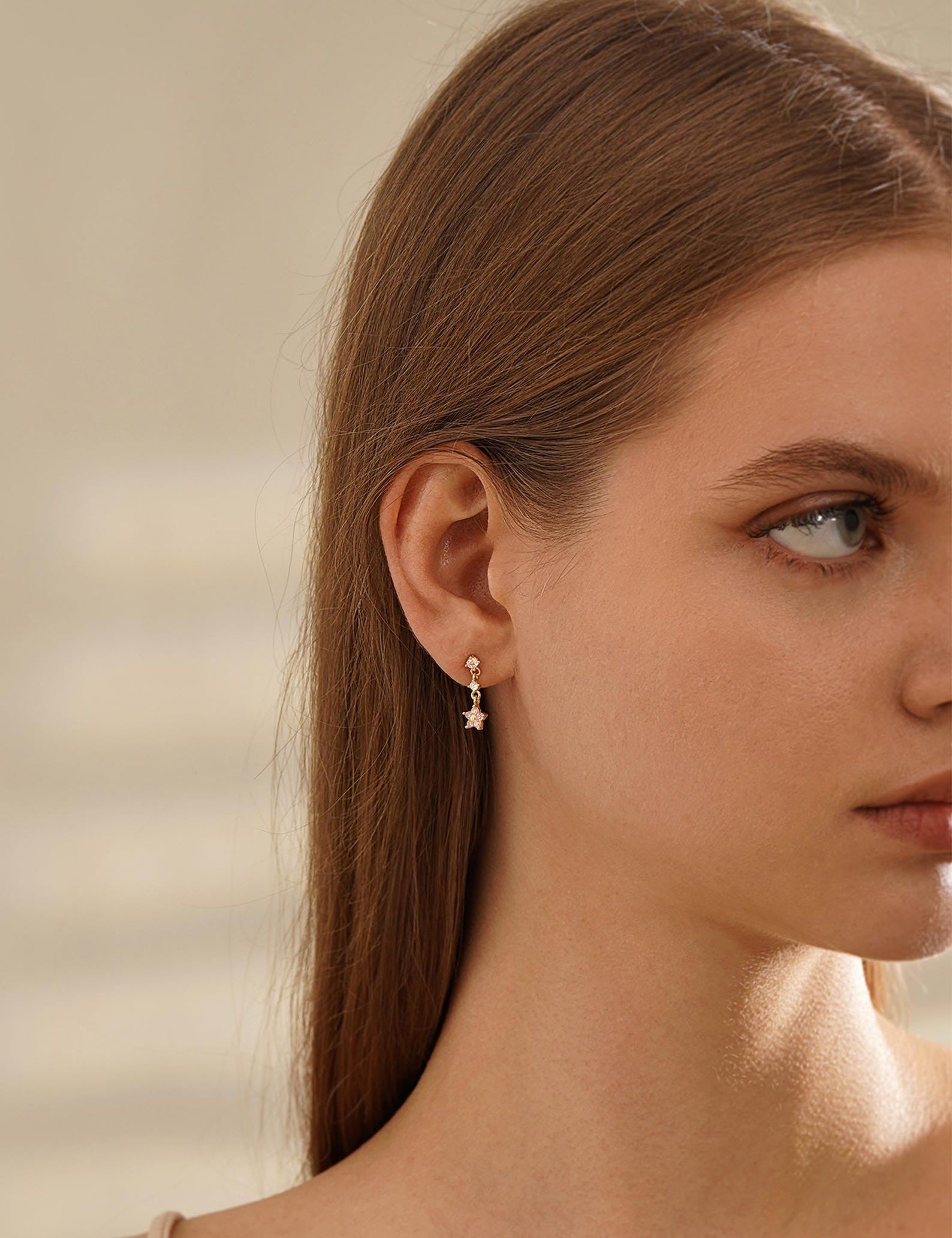 Minimal Flower Drop Studs