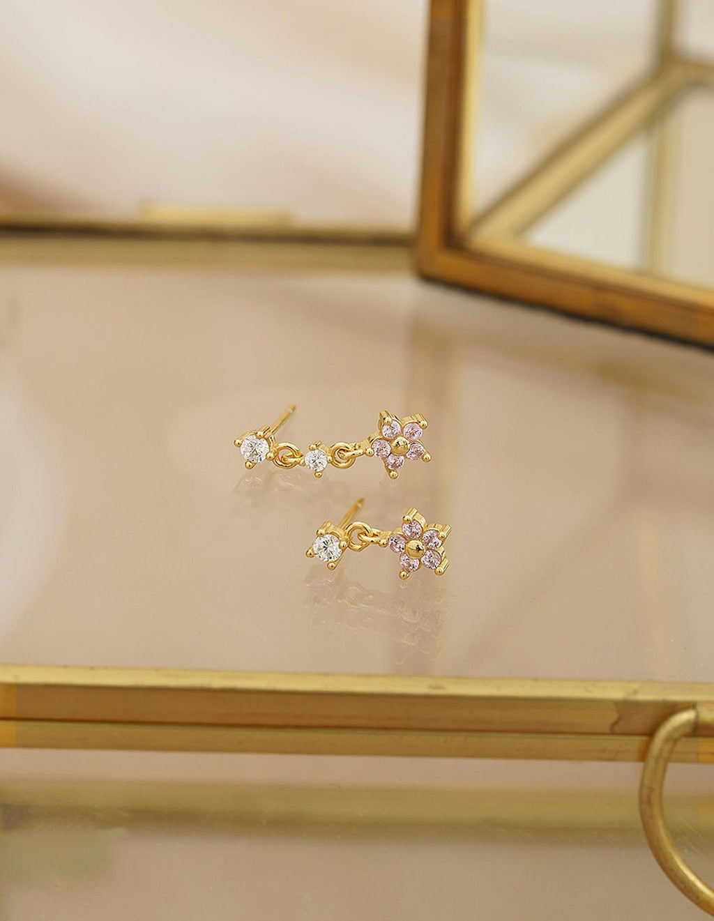 Minimal Flower Drop Studs