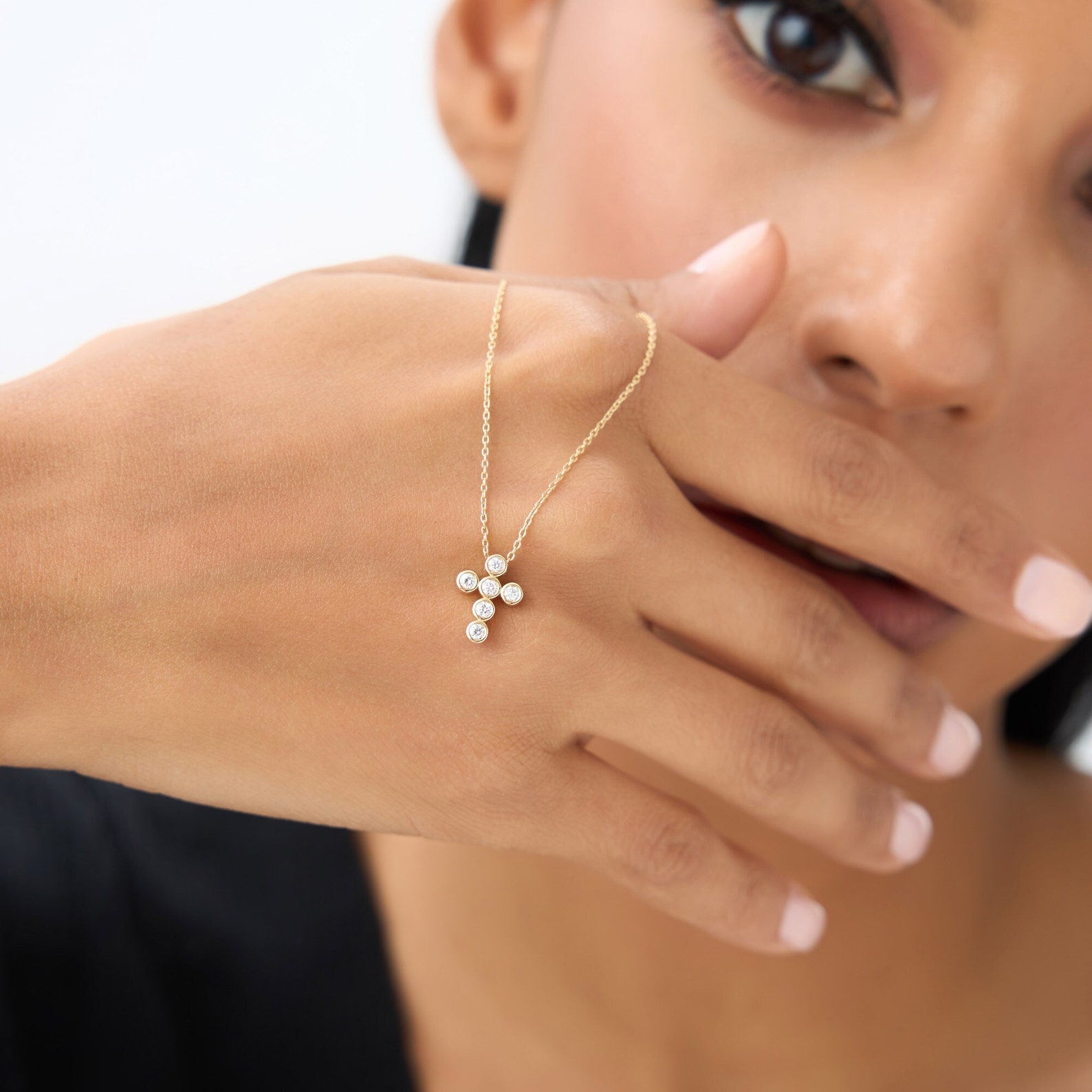 Minimal Bezel Cross Necklace