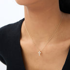 Minimal Bezel Cross Necklace