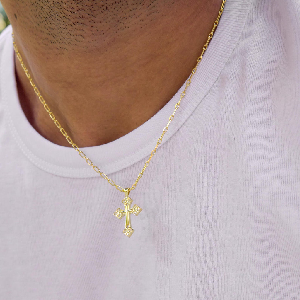 Minimal Cross Pendant Chain Necklace