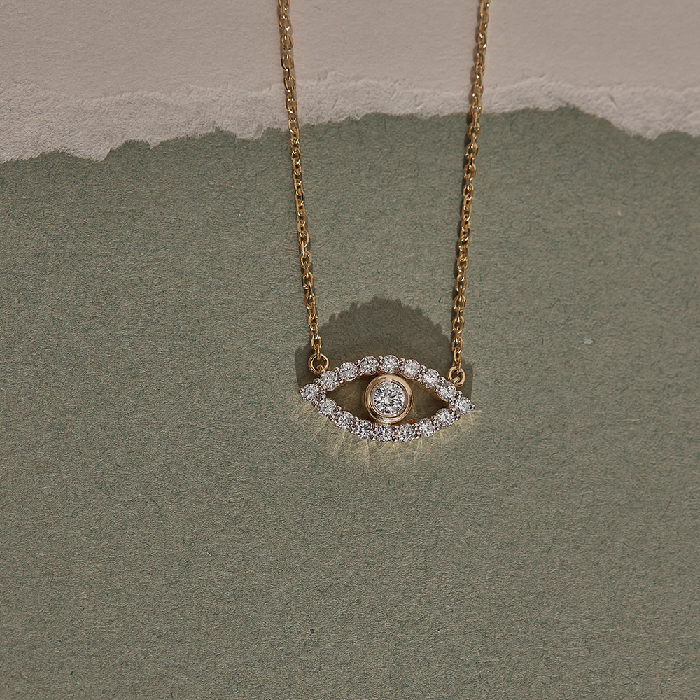 Minimal Evil Eye Diamond Necklace